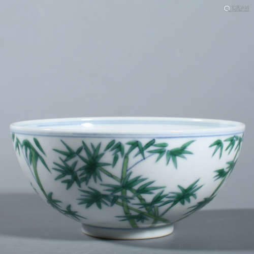 Qing Qianlong doucai bamboo pattern cup