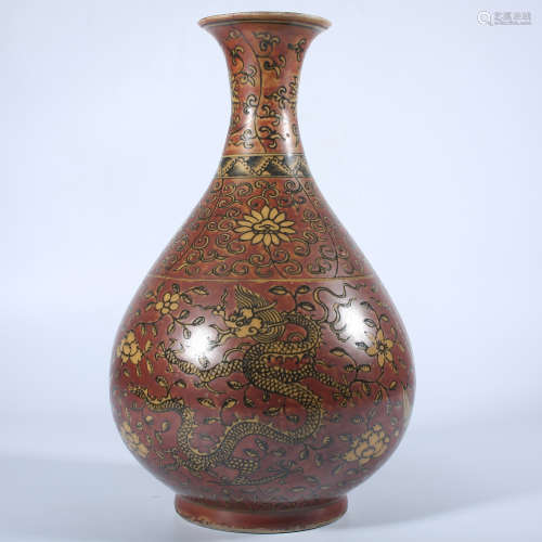 Spring bottle of yellow jade pot with red background in Jiaj...