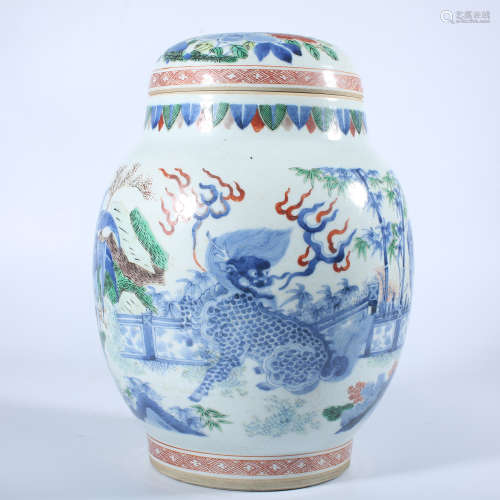 Qing Dynasty blue and white covered pot