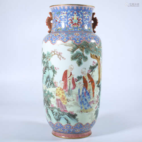 Qing Dynasty Qianlong pastel lantern vase