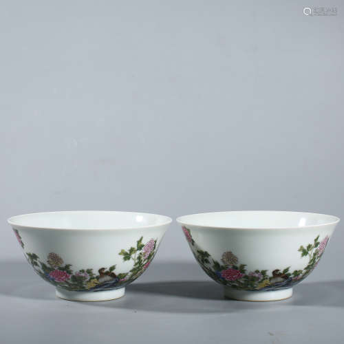 Qing Yongzheng enamel flower and bird bowl