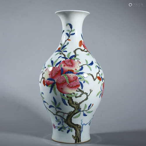 Qing Yongzheng pink longevity peach olive bottle