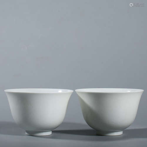 Qing Yongzheng white glaze dark engraved dragon pattern pair...