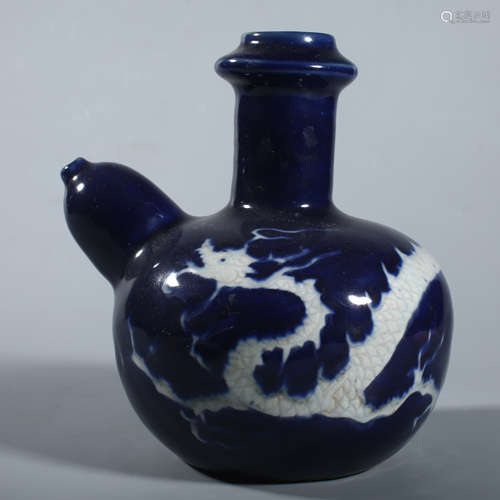 Yuan Ji blue glaze with white dragon pattern