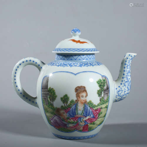 Qianlong enamel colored Western figure holding pot