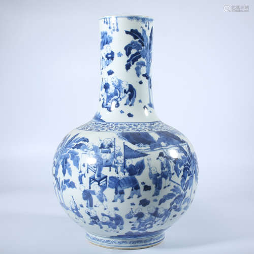 Qing Dynasty blue and white celestial vase