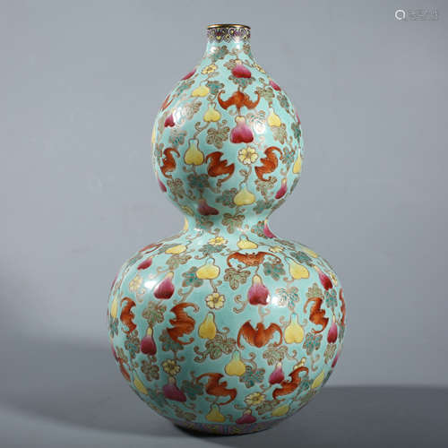 Qing Qianlong Greenland colorful bat gourd bottle