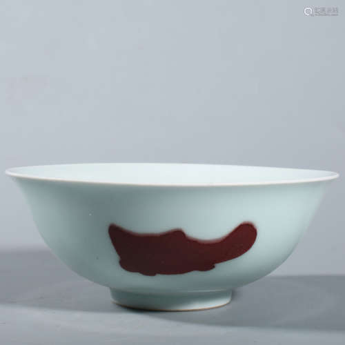 Qing Yongzheng underglaze red fish bowl