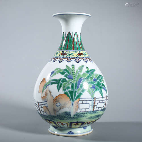 Qing Qianlong doucai banana jade pot spring bottle