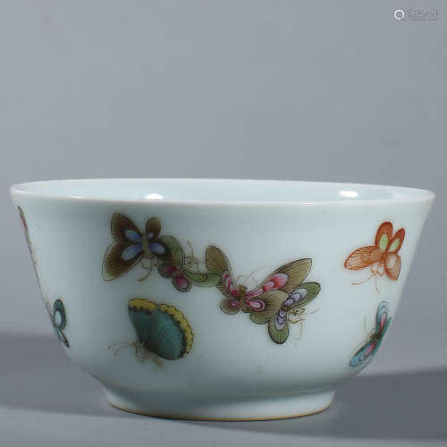 Qing Yongzheng Pink Butterfly cup