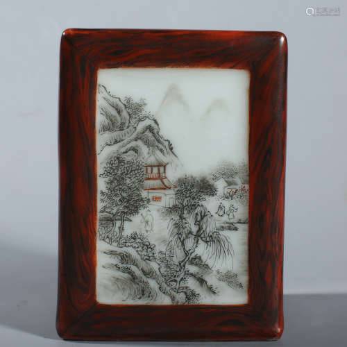 Qing Qianlong wood grain glaze kaiguangshan water grain pen ...