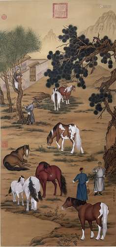 A Lang shining's horses painting