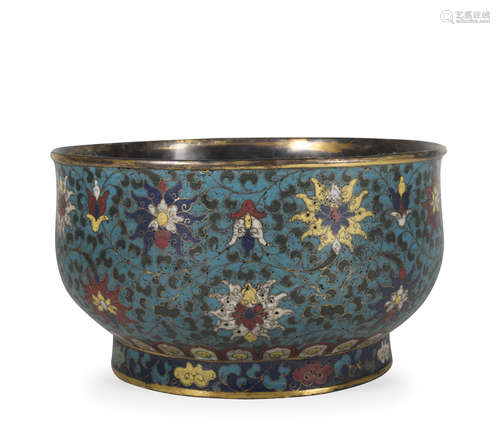 A Cloisonne enamel 'lotus' bowl