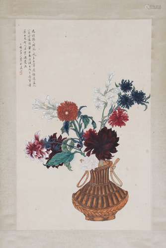 A Chen xiaocui's flowers painting