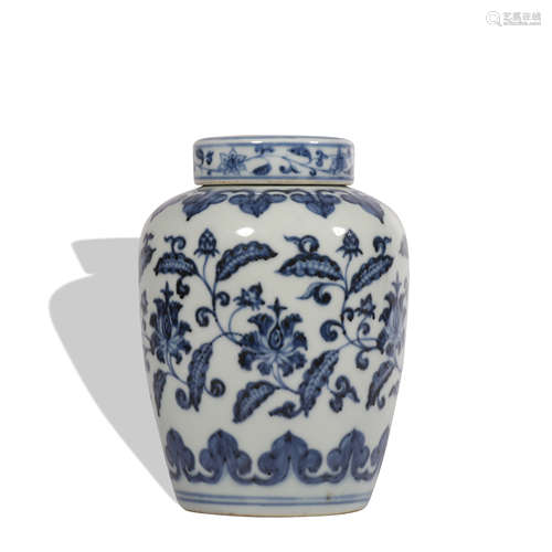 A blue and white vase