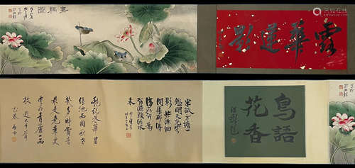 A Zhang daqian's flowers hand scroll