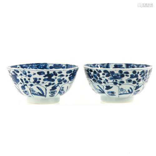 A Pair of Blue and White Bowls