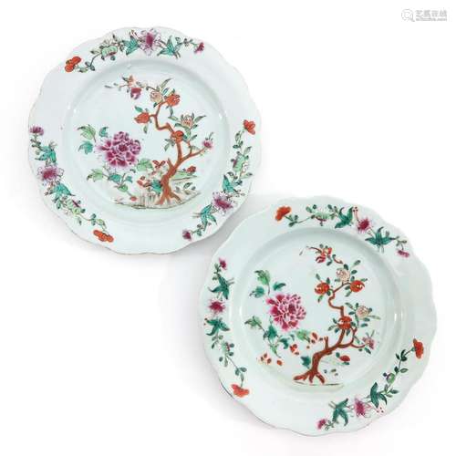 A Pair of Famille Rose Plates