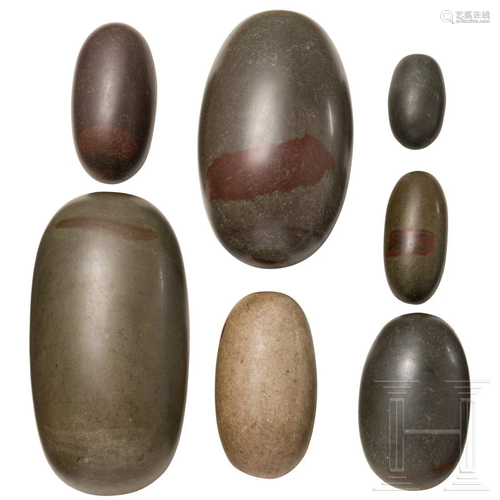 A group of seven Indian Lingam-Stones, 1st half of the