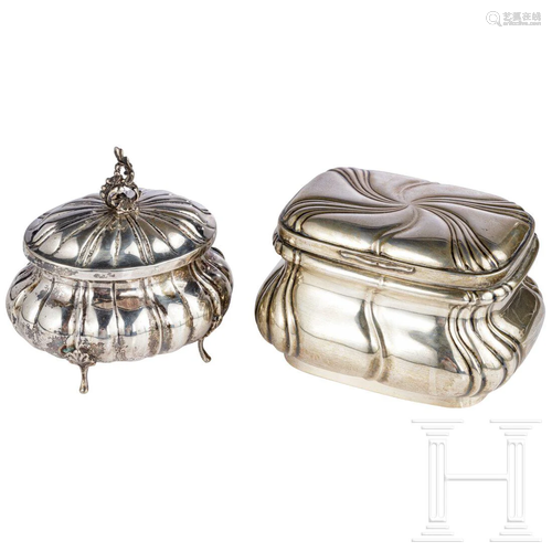 Two German silver sugar bowls, Berlin, Vollmond &