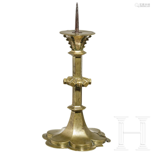 A German Gothic pricket candlestick, circa 1450