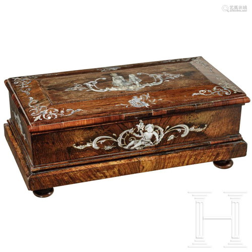 A German jewellery box with mother-of-pearl inlays,