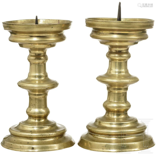 A pair of small pricket-candlesticks, Nuremberg, 16th