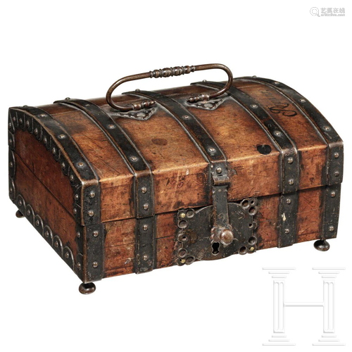 A German iron mounted wooden casket, circa 1680