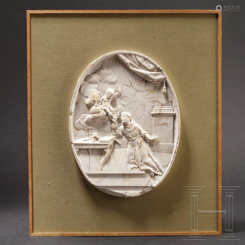 An exquisite Italian marble relief with a depiction of