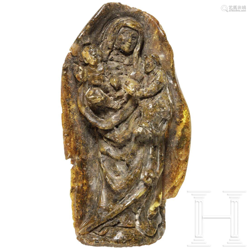 A baroque German amber carving of St. Anna, 17th