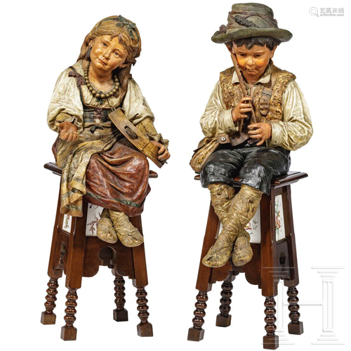 A pair of Italian ceramic figures, circa 1900