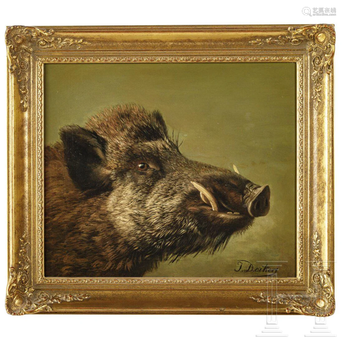 Johannes Deiker (1822 - 1895) - a boar's head, German,