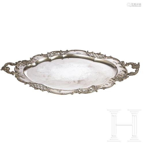 A large Austrian silver tray, Vienna, circa 1890