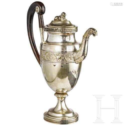 A German silver coffee pot in the manner of French