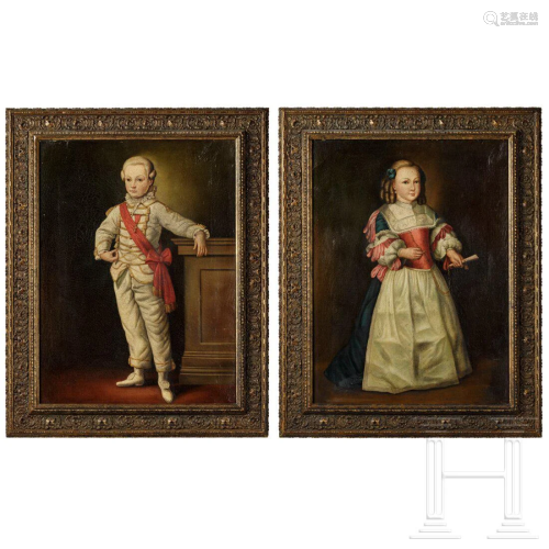 A pair of child portraits of Joseph II. and his sister