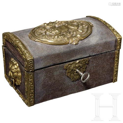 A rayskin covered French casket, ca. 1830/40