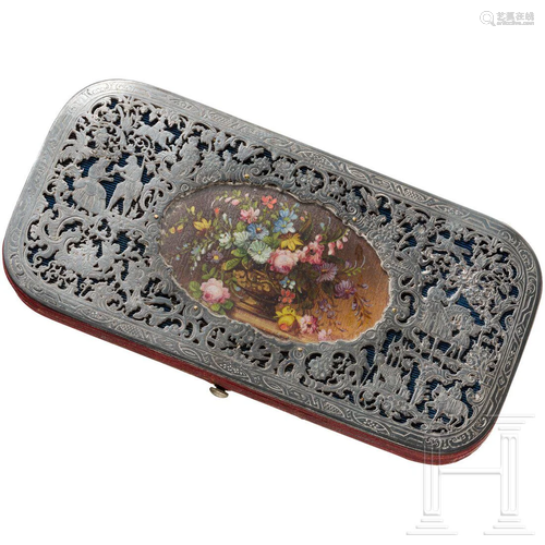 A South German silver-mounted spectacle case, circa