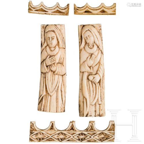 Four Italian carved bone fragments in the manner of