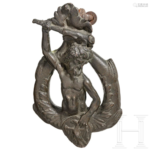 A German figural bronze doorknocker, 1st half of the