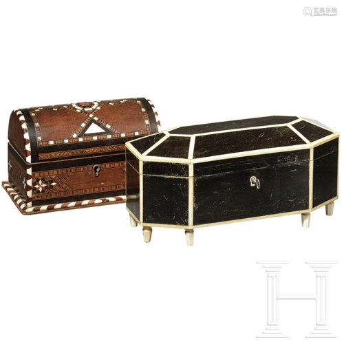 Two inlaid German wooden caskets, 2nd half of the 19th