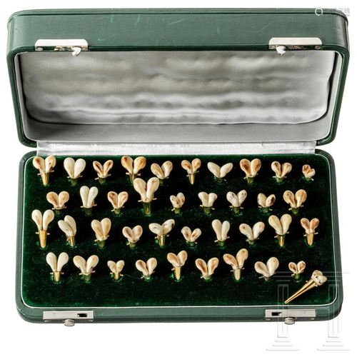 A German collection of stag's teeth, 20th century