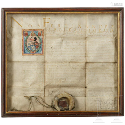 A large sealed certificate by Emperor Ferdinand III