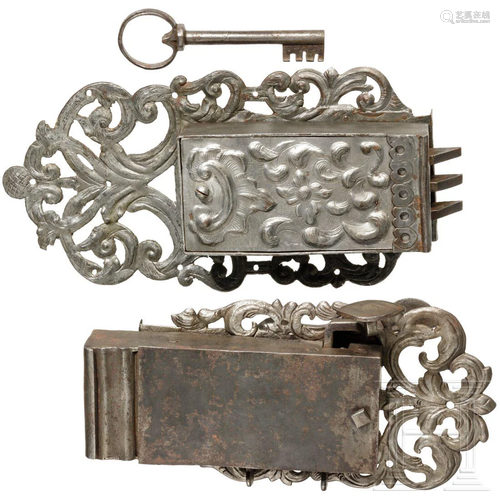 Two German locks for a door or furniture, circa 1760