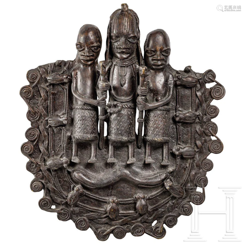 A Benin bronze plate