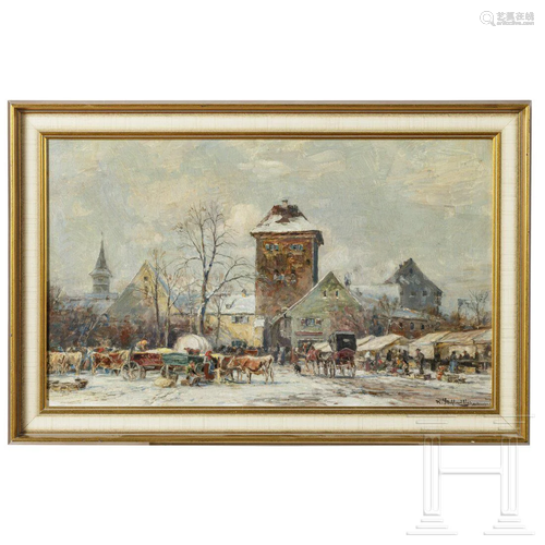 Karl Stuhlmüller - a market scene in winter