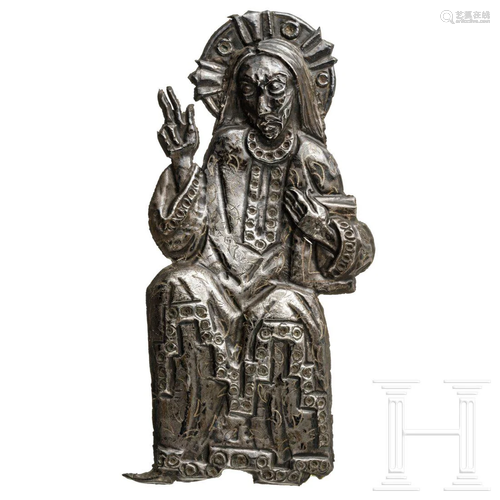 An Italian silver Christ Pantocrator in repoussé,