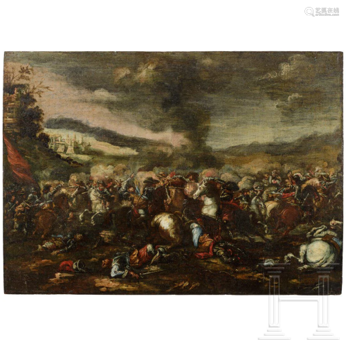 A battle scene, Flemish/French, mid 17th century