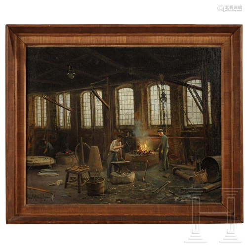 Gustav Rienäcker - a view into a boiler forge,