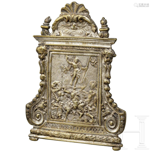 A Flemish or French silvered bronze plaque, 17th