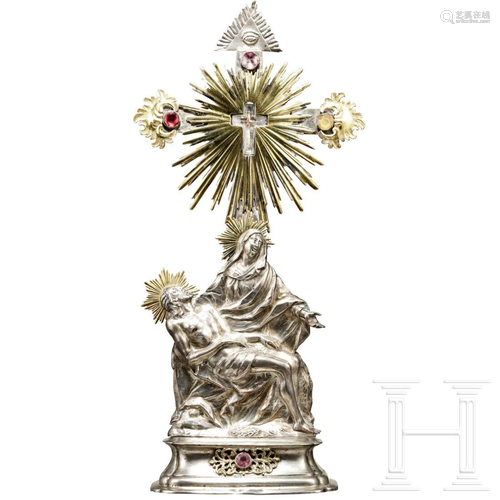 A silver, partially gilded monstrance with pietà,